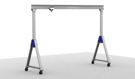 1000 LBS Gorbel Gantry Crane, Ajustable Height Aluminum, 8' FT Span, 9'0" FT Height Under Beam